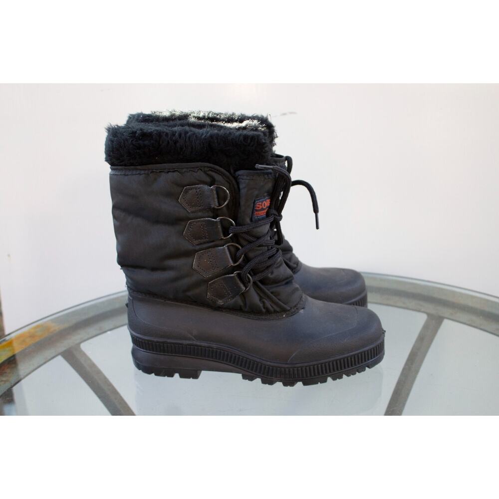 Sorel‎ Kaufman Snow Moon Boots Women’s 7 Black Waterproof Felt Liner Canada
